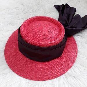 VTG Betmar NY Straw Satin Bow Hat